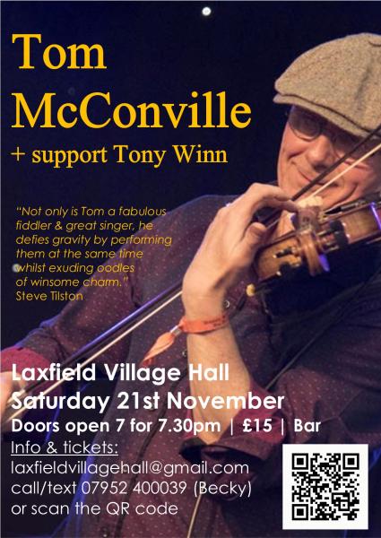 Poster for music evening with Tom McConville on 21st November